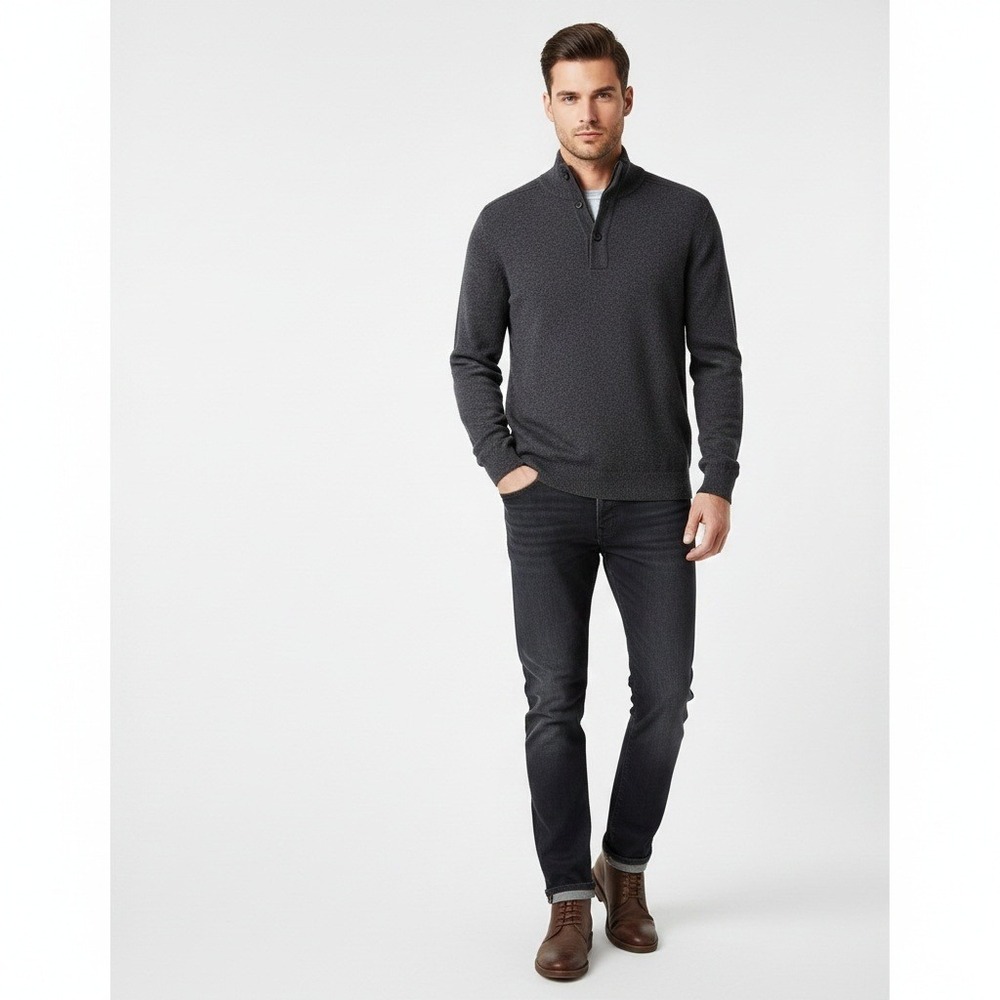 Banana Republic Sweater Mens M Gray Italian‎ Yarn Merino Wool Classic Minimalist